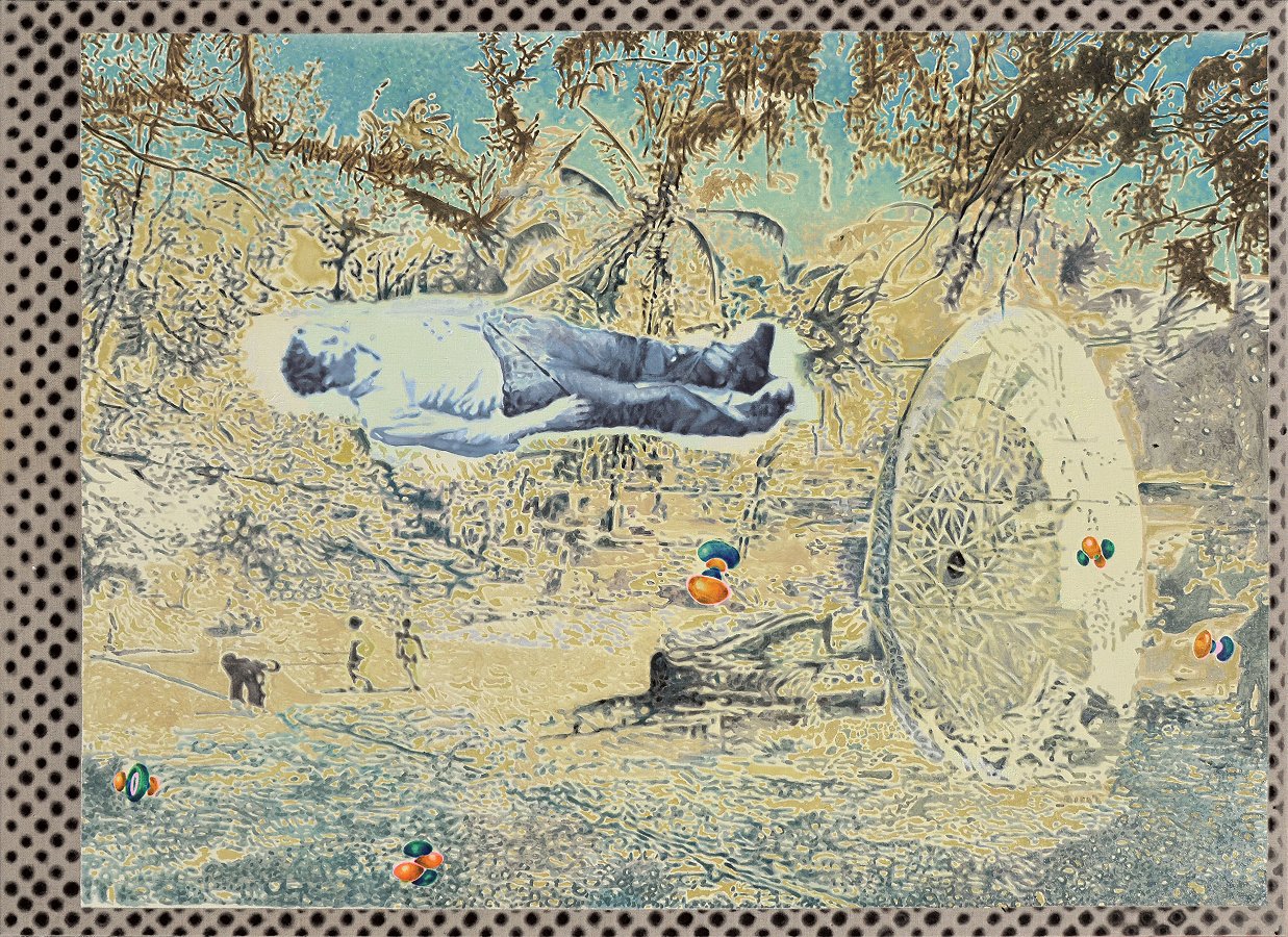 Uroš Weinberger, Up Float, 2024, olje na platnu, 150 x 210 cm, © Uroš Weinberger