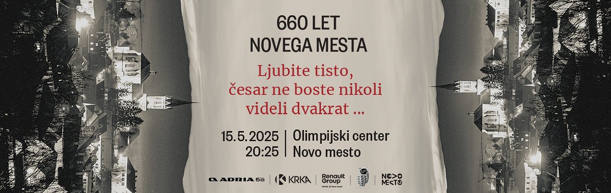 plakat za praznovanje 660 let Vabljeni v olimpijski center na slavje ob 660-letnici Novega mesta