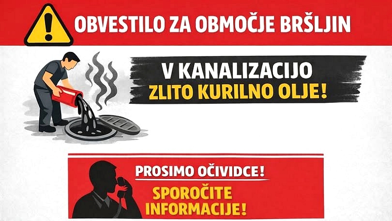 grafika za zlivanje kurilnega olja v kanalizacijo Območje Bršljina: neprijetne vonjave zaradi nezakonitega izliva kurilnega olja v kanalizacijo