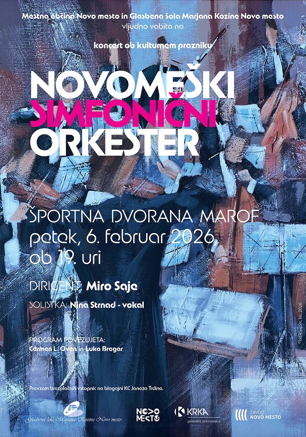 Plakat za koncert Novomeškega simfoničnega orkestra