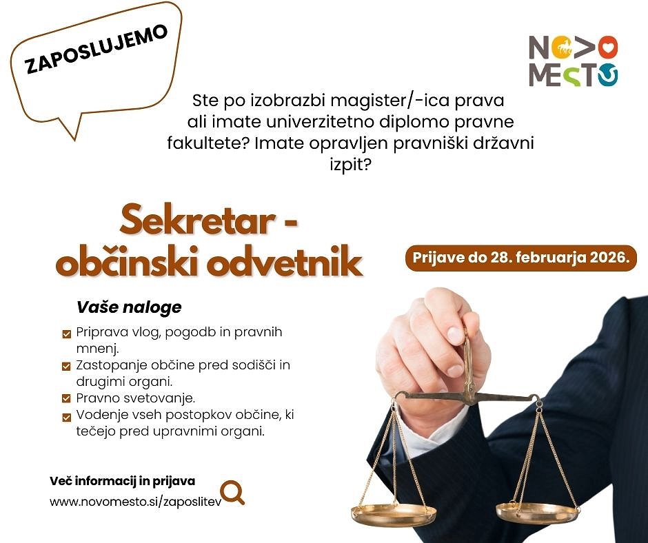  Razpis za prosto delovno mesto Sekretar – Občinski odvetnik 