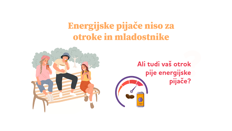 Na fotografiji je plakat akcije brez energijskih pijač Pozor, mladi: dobra energija ne pride iz pločevinke
