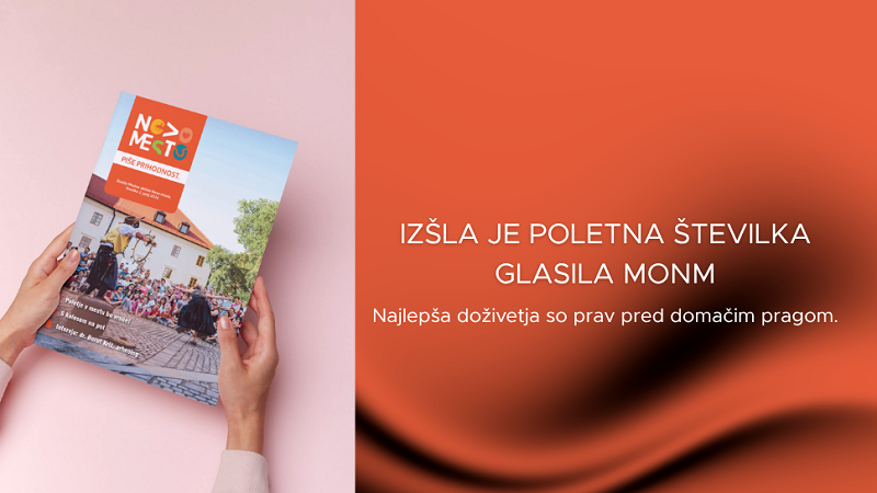 Na fotografiji je plakat z naslovno sliko novega glasila Mestne občine Novo mesto Izšlo je novo Glasilo MONM