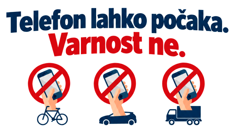 Plakat Preventivna akcija »Osredotoči se na cesto« - telefon naj med vožnjo počaka